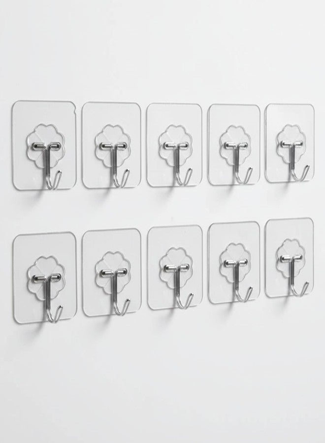 RENVA 20 PCS Adhesive Hooks Kitchen Wall Hooks,Heavy Duty 10 Kilograms(Max) Nail Free Sticky Hangers with Stainless Hooks Waterproof and Oilproof Reusable Utility Towel Bath Hook (Flower Hook, 20) - Image 1
